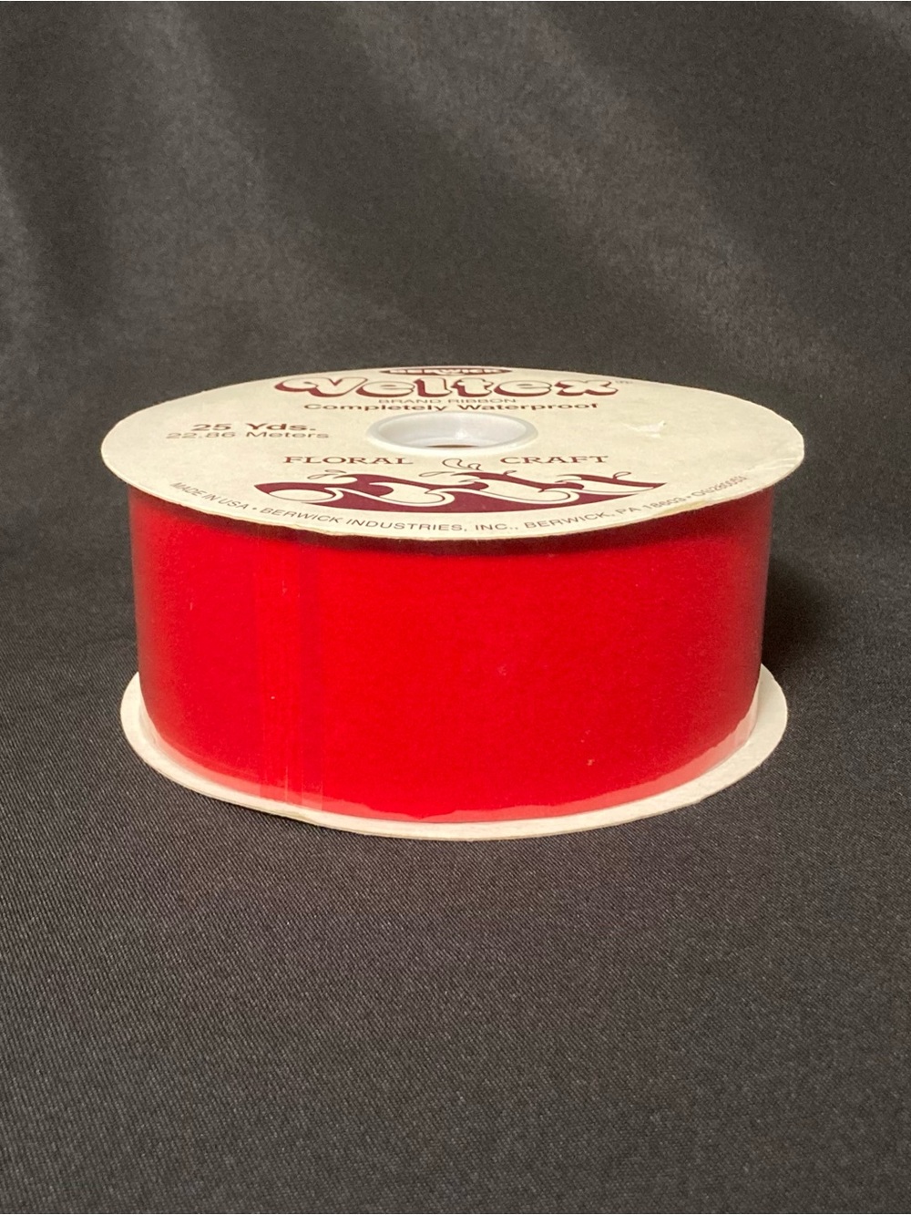 💘 Vintage Berwick Veltex Waterproof Bright Red Velvet Ribbon 2 5/8” x 900”